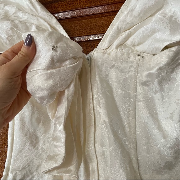 Jessica McClintock for Gunne Sax vintage mini dress with bow back cold shoulder - Picture 4 of 8